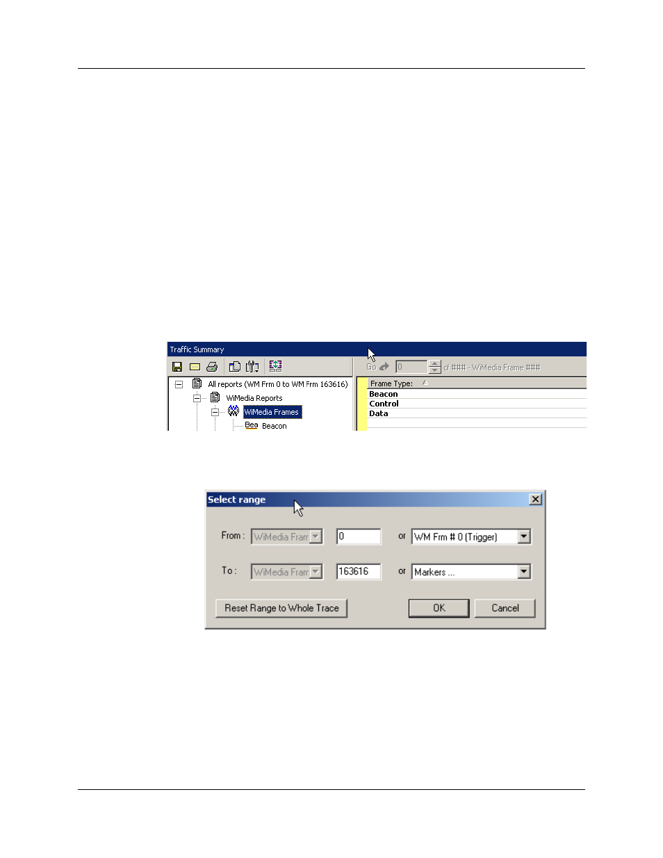 Setting traffic summary range | Teledyne LeCroy UWBTracer User Manual User Manual | Page 132 / 334