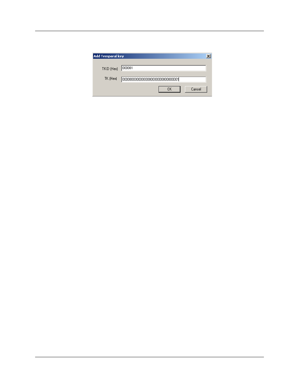 Figure 9.35 add temporal key dialog box | Teledyne LeCroy UWBTracer User Manual User Manual | Page 152 / 334