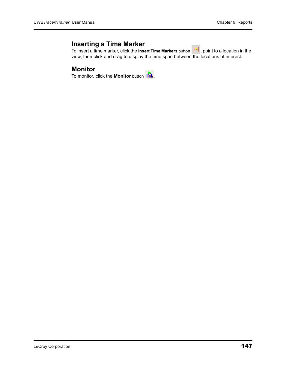 Inserting a time marker, Monitor, Inserting a time marker monitor | Teledyne LeCroy UWBTracer User Manual User Manual | Page 165 / 334