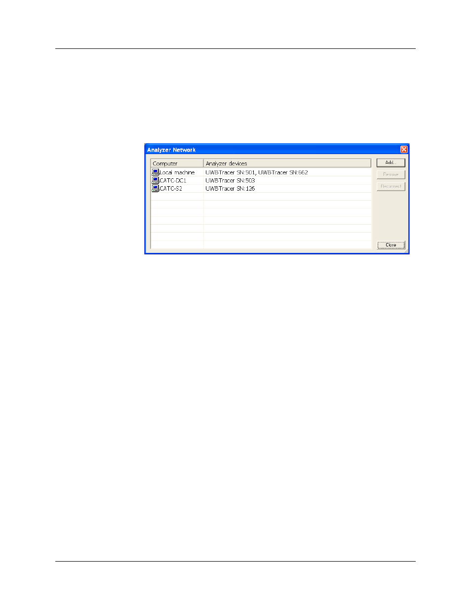 Figure 10.5 analyzer network dialog box | Teledyne LeCroy UWBTracer User Manual User Manual | Page 178 / 334