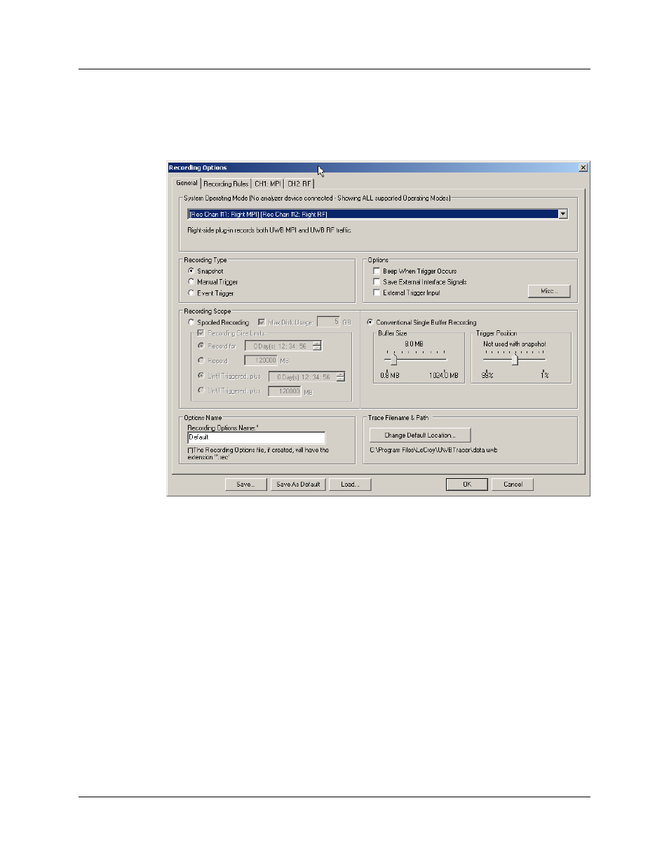 1 recording options: general | Teledyne LeCroy UWBTracer User Manual User Manual | Page 196 / 334