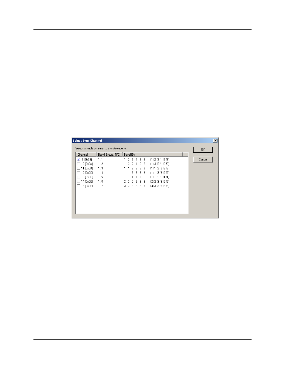 Figure 12.5 select sync channels dialog box | Teledyne LeCroy UWBTracer User Manual User Manual | Page 202 / 334