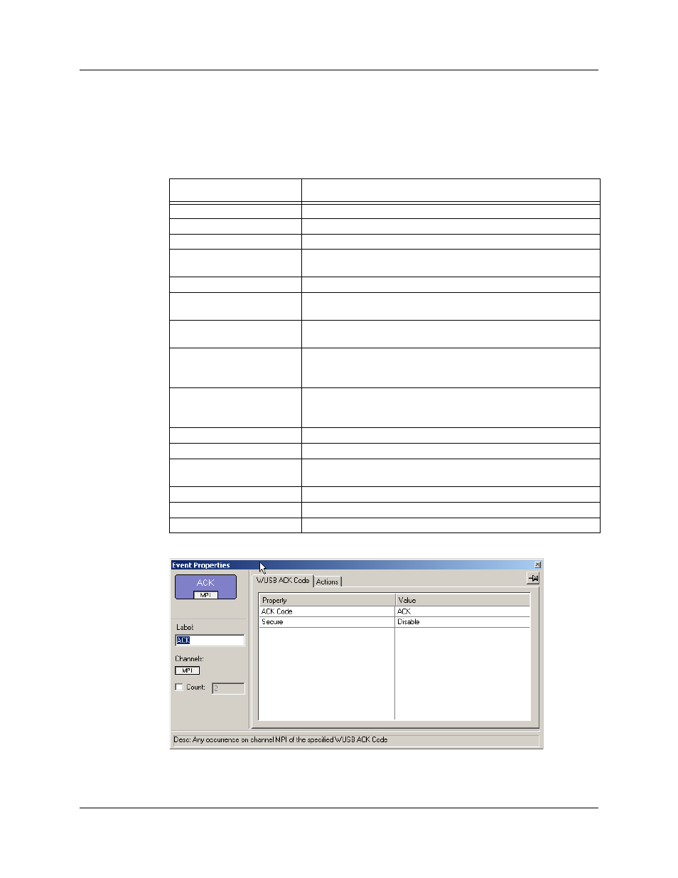 Events and event properties, Figure 12.21 event properties first tab, Table 12.2 uwbtracer/trainer events | Teledyne LeCroy UWBTracer User Manual User Manual | Page 221 / 334