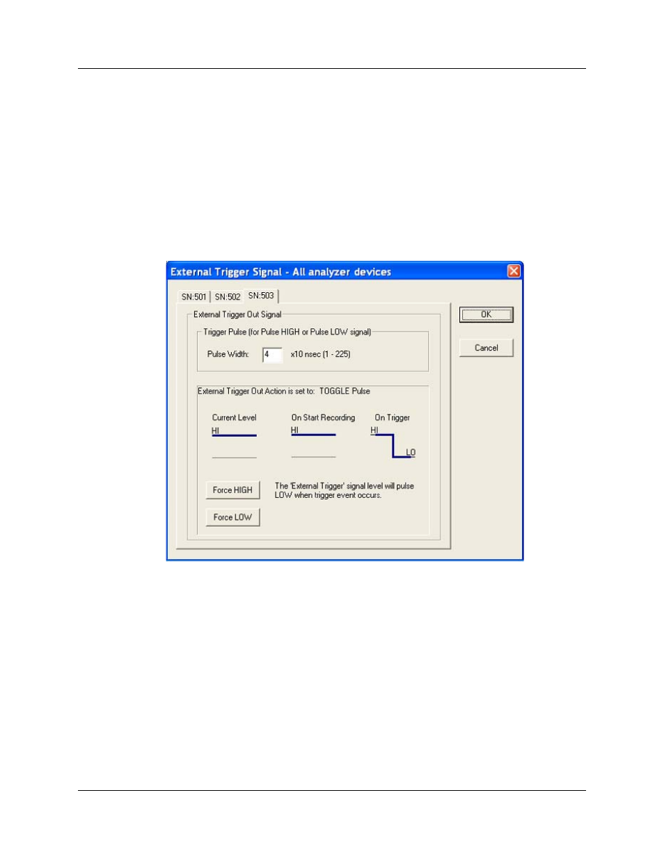 External trigger signal setting, Level | Teledyne LeCroy UWBTracer User Manual User Manual | Page 223 / 334