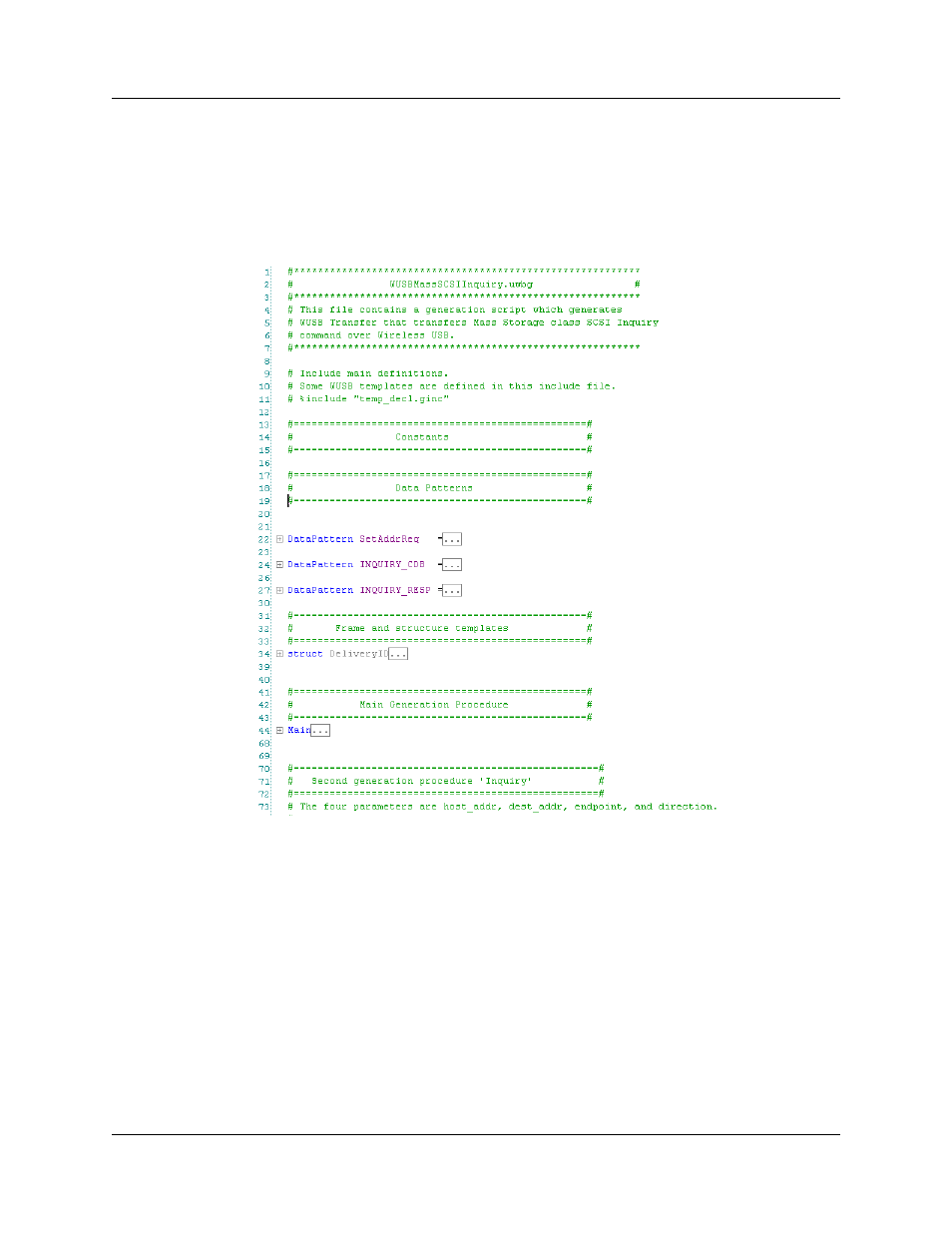 2 traffic generation files, Figure 14.1 traffic generation file example | Teledyne LeCroy UWBTracer User Manual User Manual | Page 248 / 334