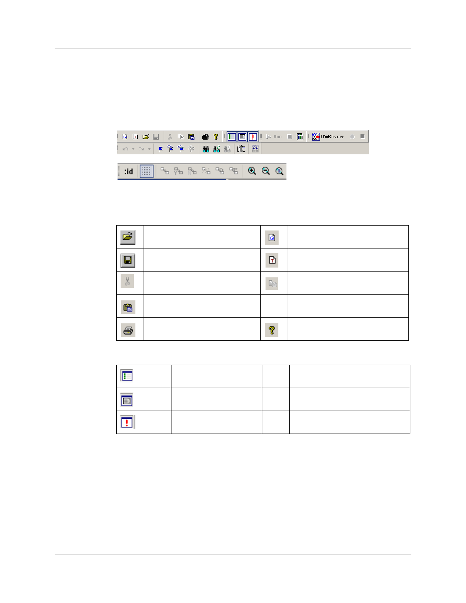 5 tool bar, Main toolbar buttons, View toolbar buttons | Main toolbar buttons view toolbar buttons, Figure 14.3 main window toolbar | Teledyne LeCroy UWBTracer User Manual User Manual | Page 253 / 334