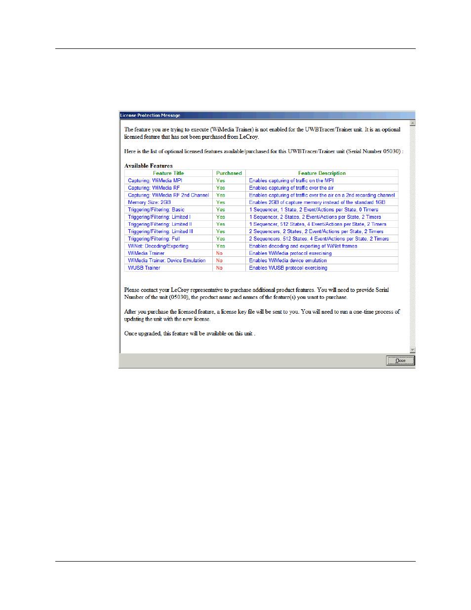 Figure 16.4 license protection message | Teledyne LeCroy UWBTracer User Manual User Manual | Page 301 / 334