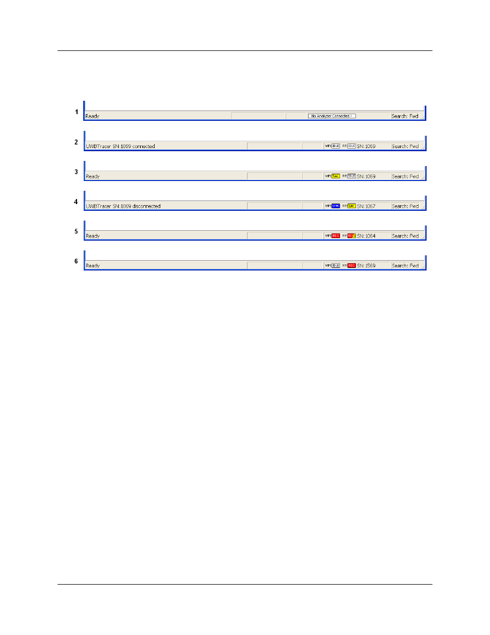 Figure 3.20 status bar examples | Teledyne LeCroy UWBTracer User Manual User Manual | Page 57 / 334