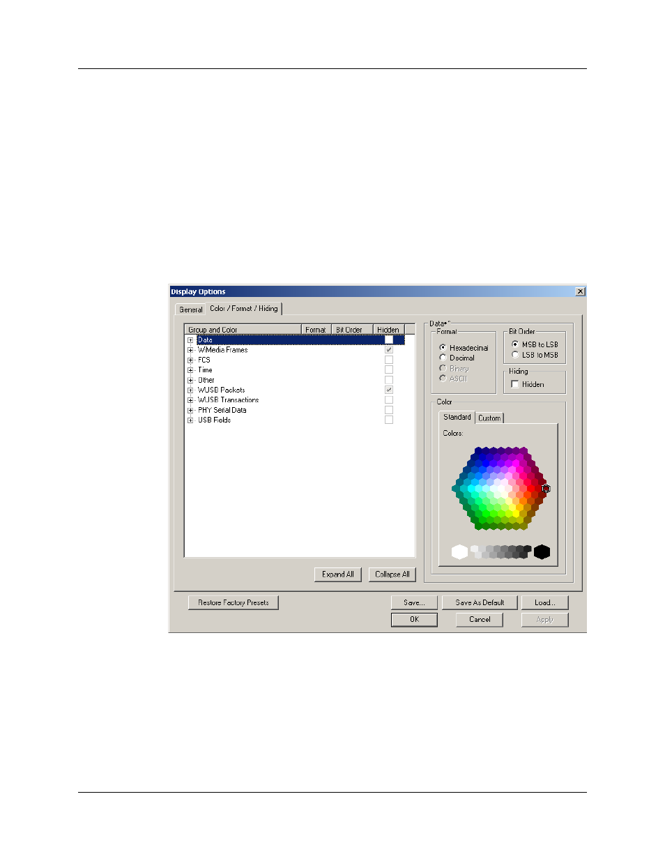 2 display options: color, format, and hiding | Teledyne LeCroy UWBTracer User Manual User Manual | Page 95 / 334