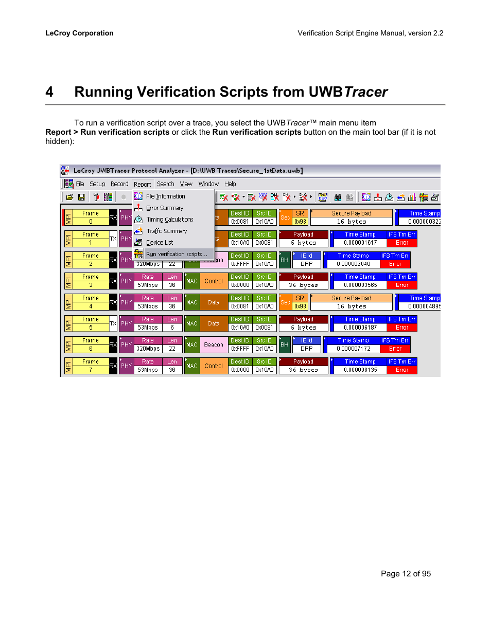 Running verification scripts from uwbtracer, Running verification scripts from uwb tracer, 4running verification scripts from uwb tracer | Teledyne LeCroy UWBTracer Verification Script Engine Manual User Manual | Page 12 / 95
