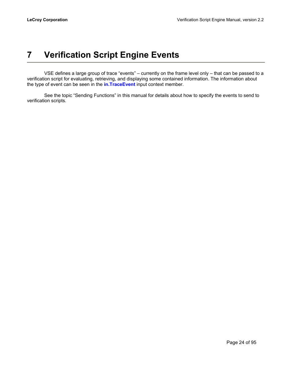 Verification script engine events, 7verification script engine events | Teledyne LeCroy UWBTracer Verification Script Engine Manual User Manual | Page 24 / 95