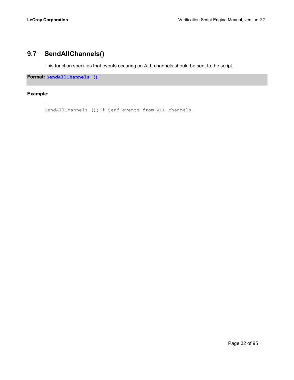 Sendallchannels(), Hannels, 7 sendallchannels() | Teledyne LeCroy UWBTracer Verification Script Engine Manual User Manual | Page 32 / 95