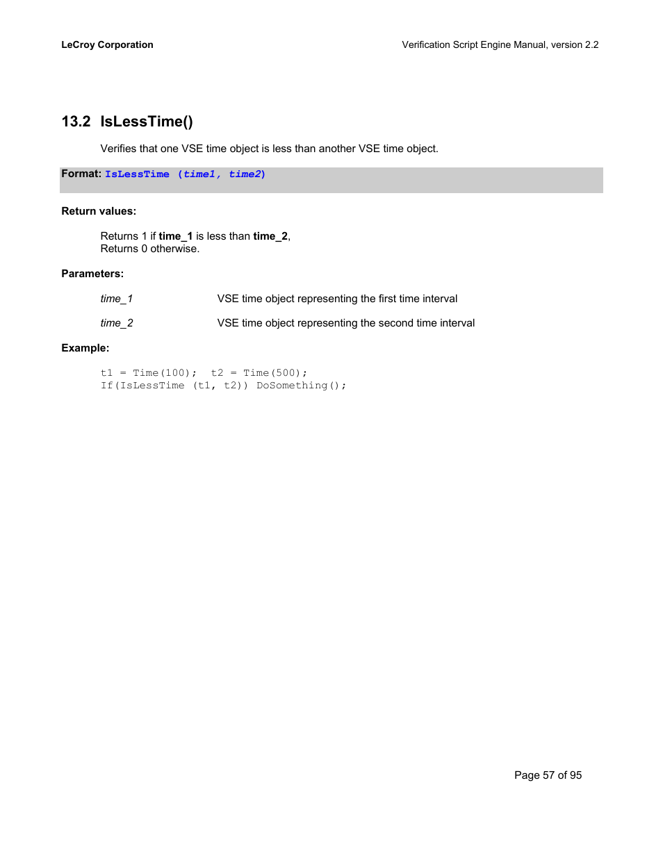 Islesstime(), 2 islesstime() | Teledyne LeCroy UWBTracer Verification Script Engine Manual User Manual | Page 57 / 95