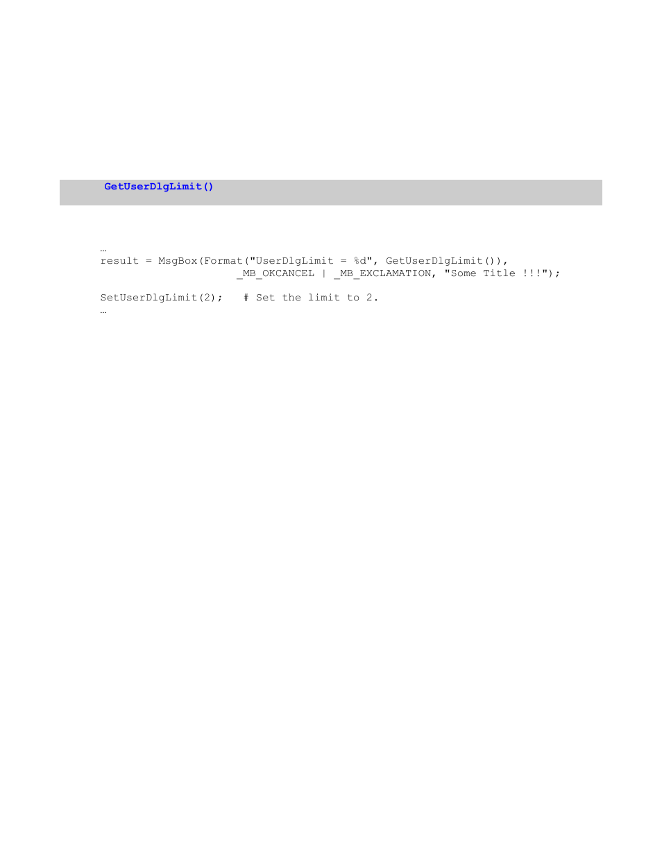 3 getuserdlglimit(), Imit | Teledyne LeCroy Verification Script Engine (VSE) Manual User Manual | Page 106 / 115