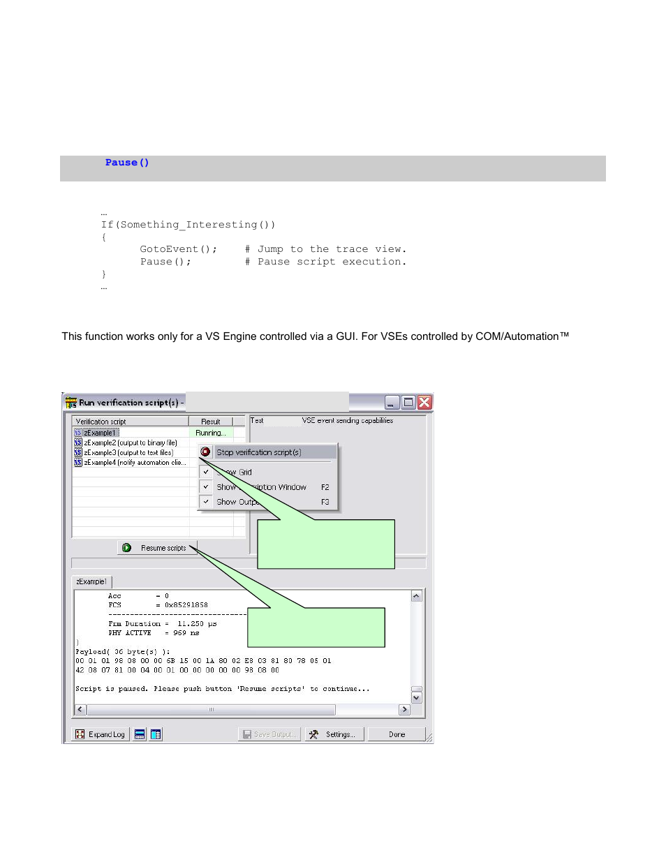 4 pause(), Ause | Teledyne LeCroy Verification Script Engine (VSE) Manual User Manual | Page 113 / 115