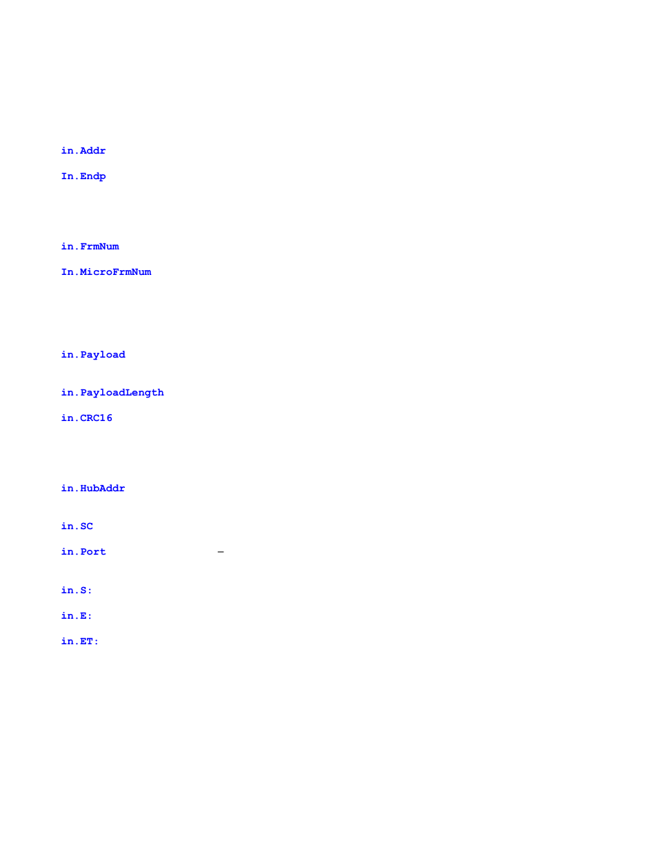 1 usb2 token packet members, 2 usb2 start of frame packet members, 3 usb2 data packet members | 4 usb2 split token packet members | Teledyne LeCroy Verification Script Engine (VSE) Manual User Manual | Page 22 / 115