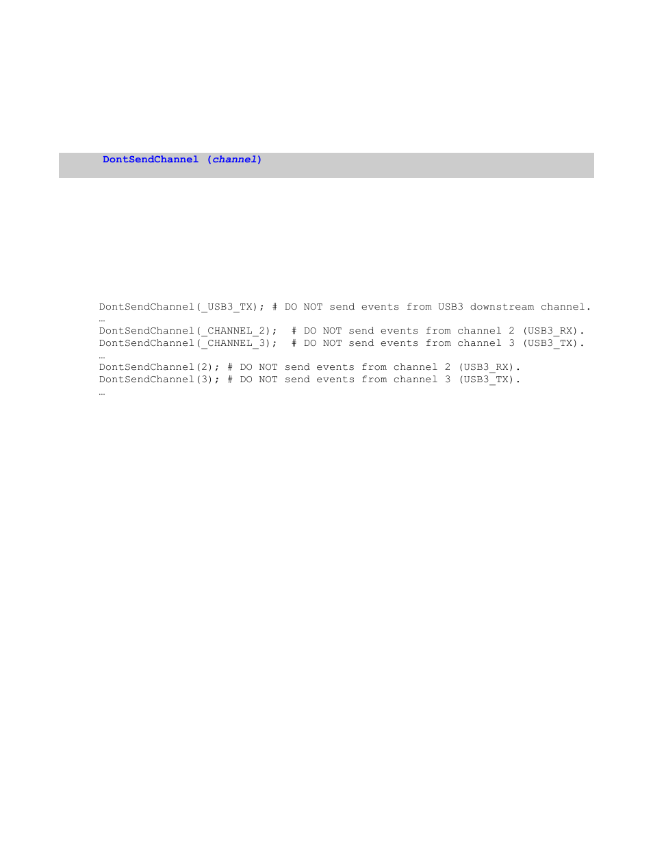 6 dontsendchannel(), Hannel | Teledyne LeCroy Verification Script Engine (VSE) Manual User Manual | Page 43 / 115
