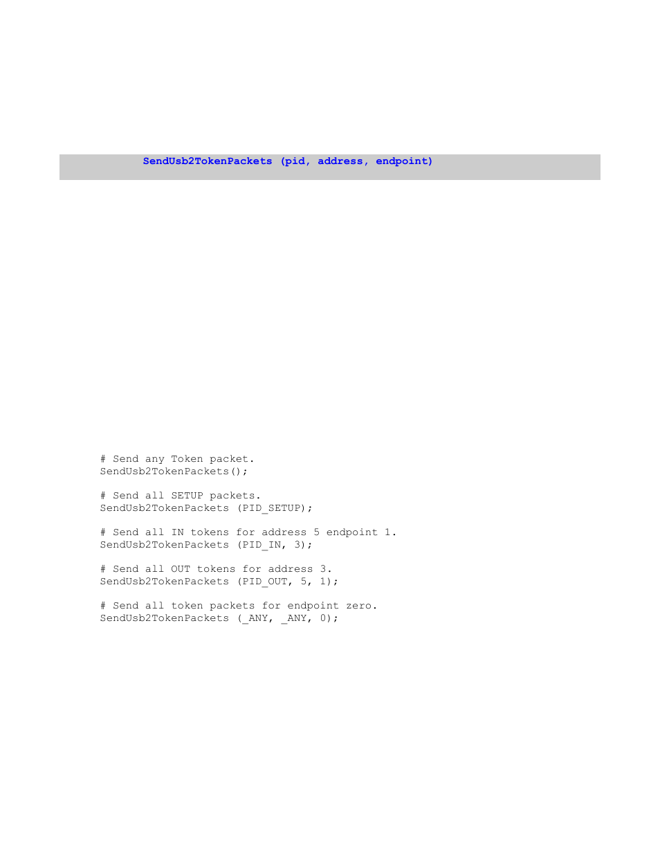 14 sendusb2tokenpackets(), Oken, Ackets | Teledyne LeCroy Verification Script Engine (VSE) Manual User Manual | Page 51 / 115