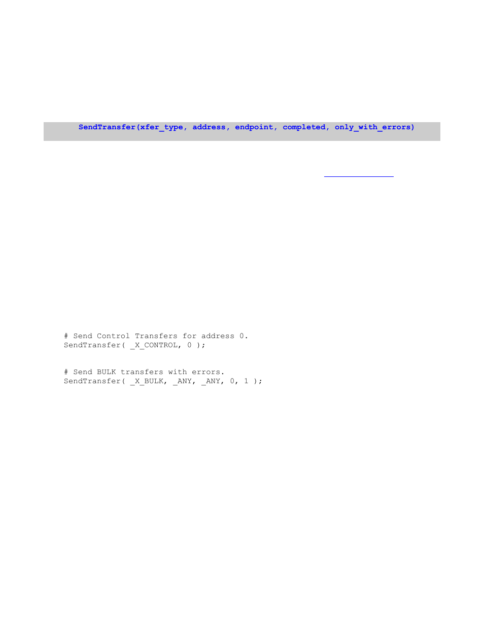 18 sendtransfer(), Ransfer | Teledyne LeCroy Verification Script Engine (VSE) Manual User Manual | Page 55 / 115