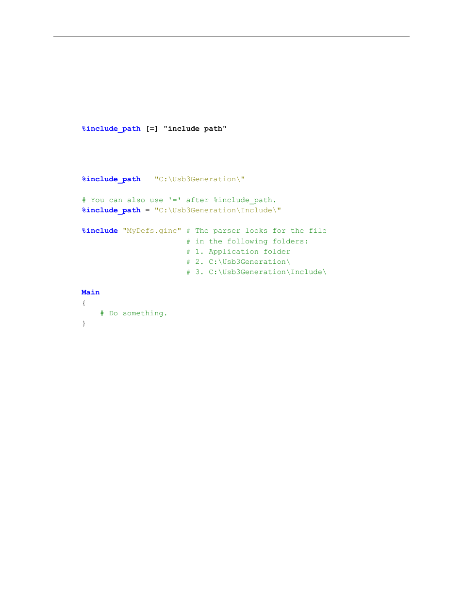 22 include path directive, Include path directive, Include directive | Teledyne LeCroy Voyager Exerciser Generation Script Language Manual User Manual | Page 141 / 167