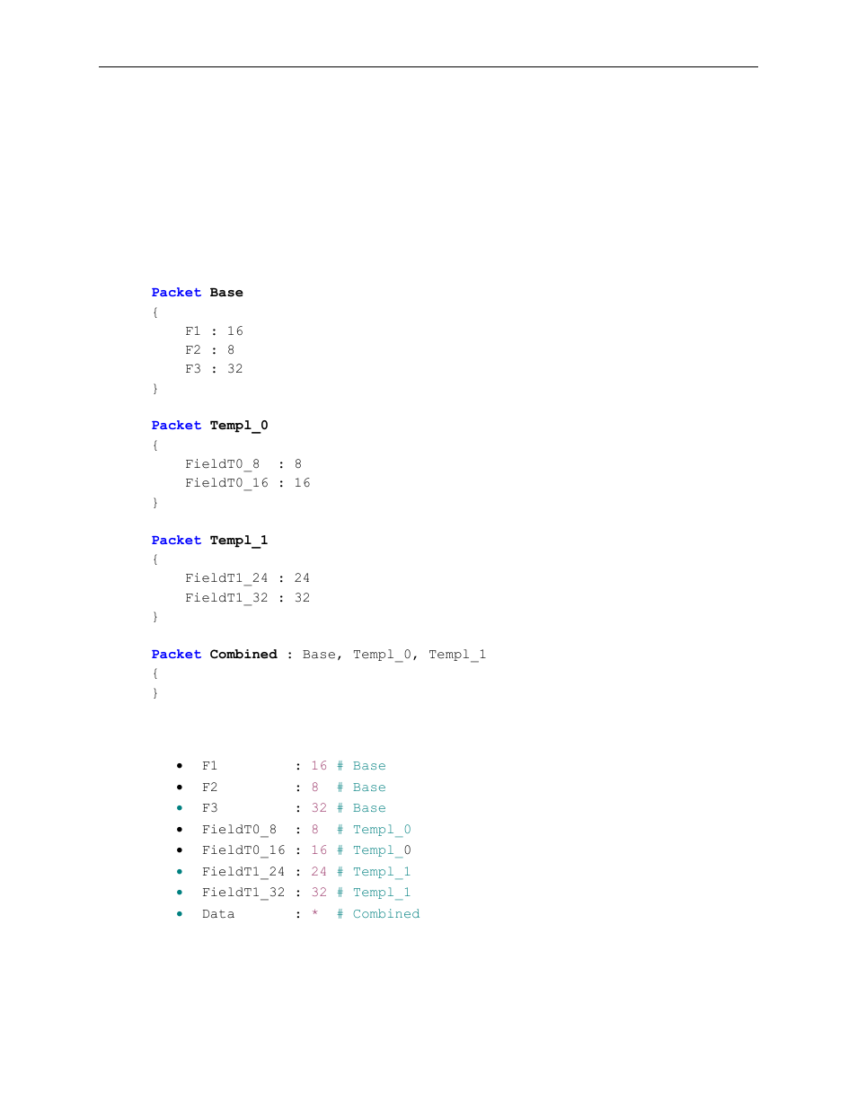 2 packet template multiple inheritance, Packet template multiple inheritance | Teledyne LeCroy Voyager Exerciser Generation Script Language Manual User Manual | Page 52 / 167