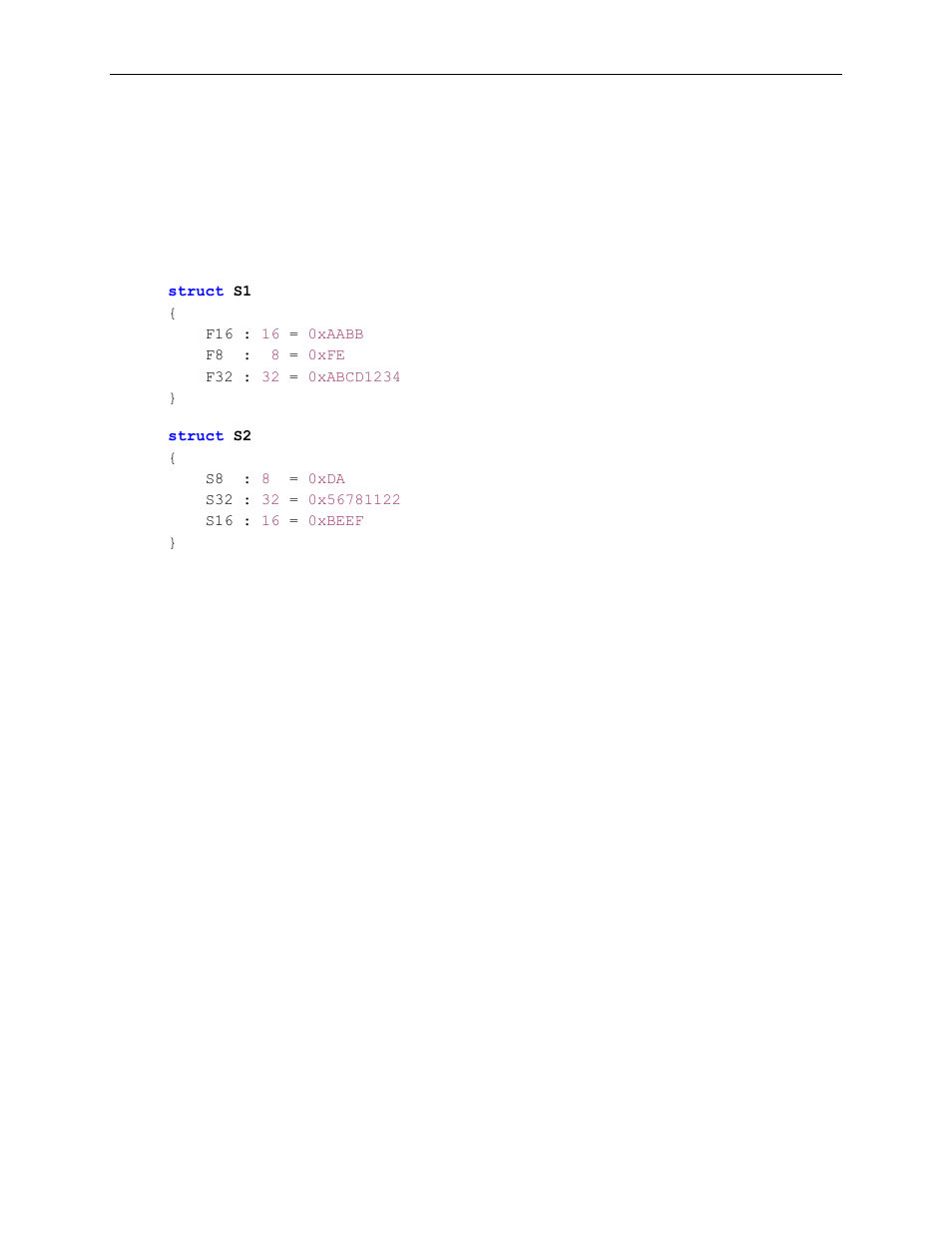 6 structure declaration examples, Structure declaration examples | Teledyne LeCroy Voyager Exerciser Generation Script Language Manual User Manual | Page 60 / 167