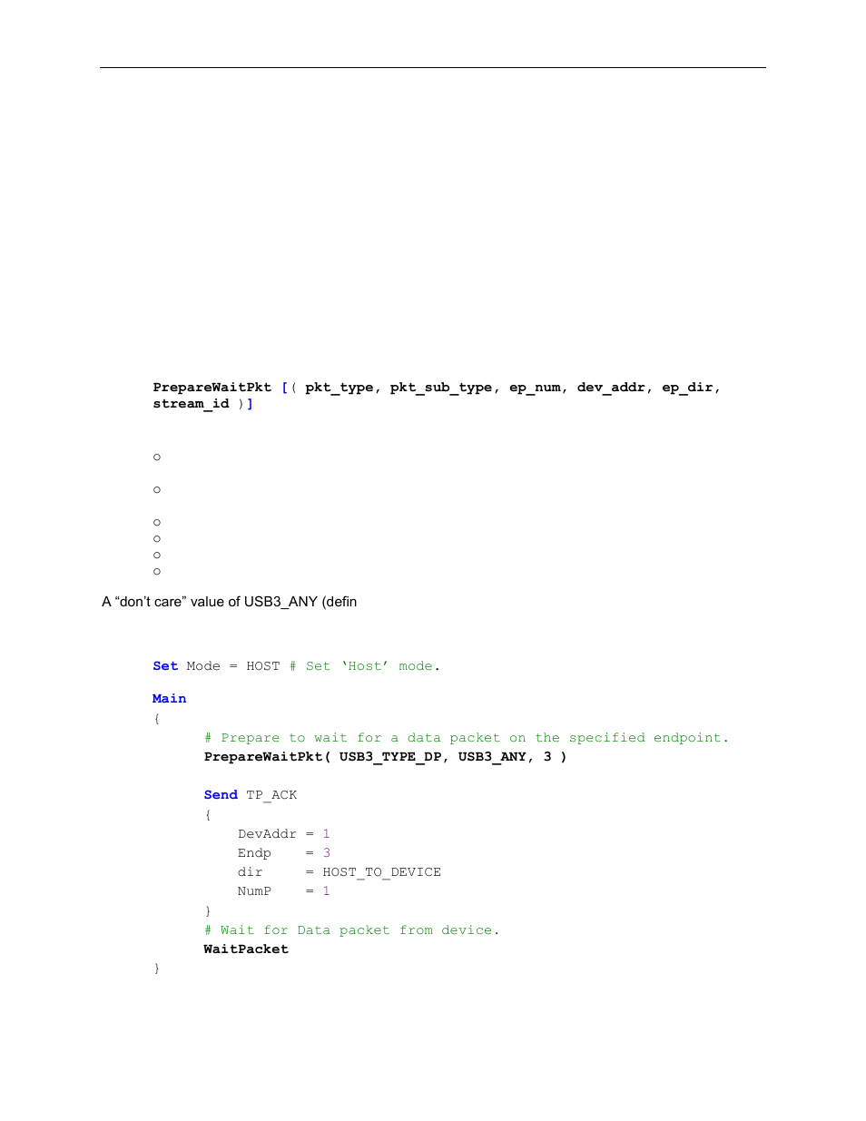 12 prepare wait packet instruction, Prepare wait packet instruction | Teledyne LeCroy Voyager Exerciser Generation Script Language Manual User Manual | Page 92 / 167
