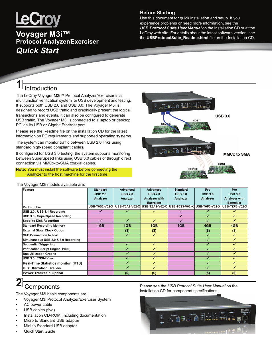 Teledyne LeCroy Voyager M3 Quick Start Guide User Manual | 4 pages