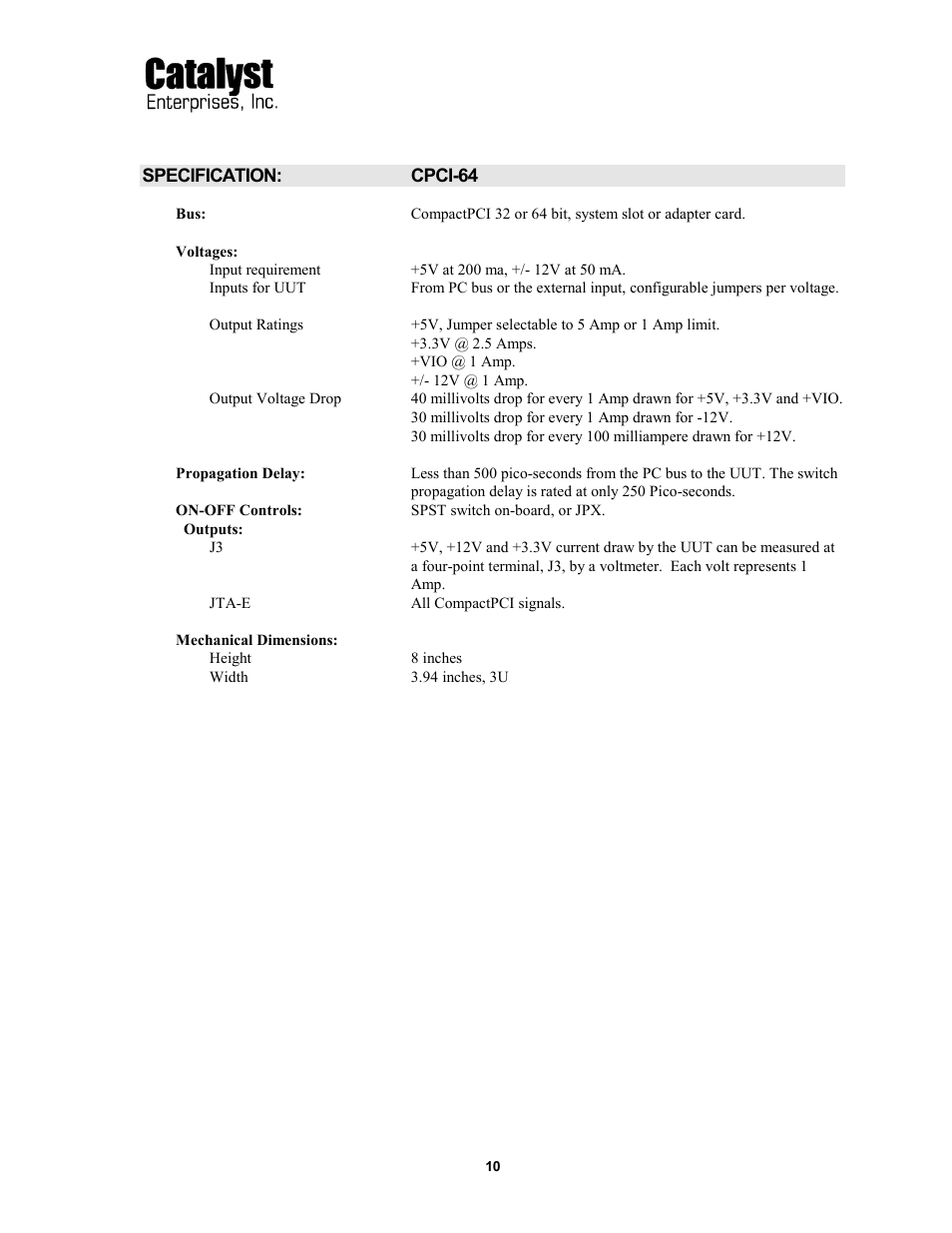Teledyne LeCroy CPCI64 User Manual | Page 10 / 12