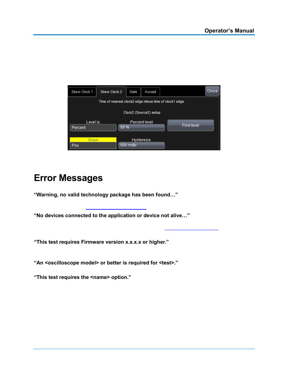 Error messages | Teledyne LeCroy QPHY-PCIe3-Tx-Rx User Manual | Page 31 / 32