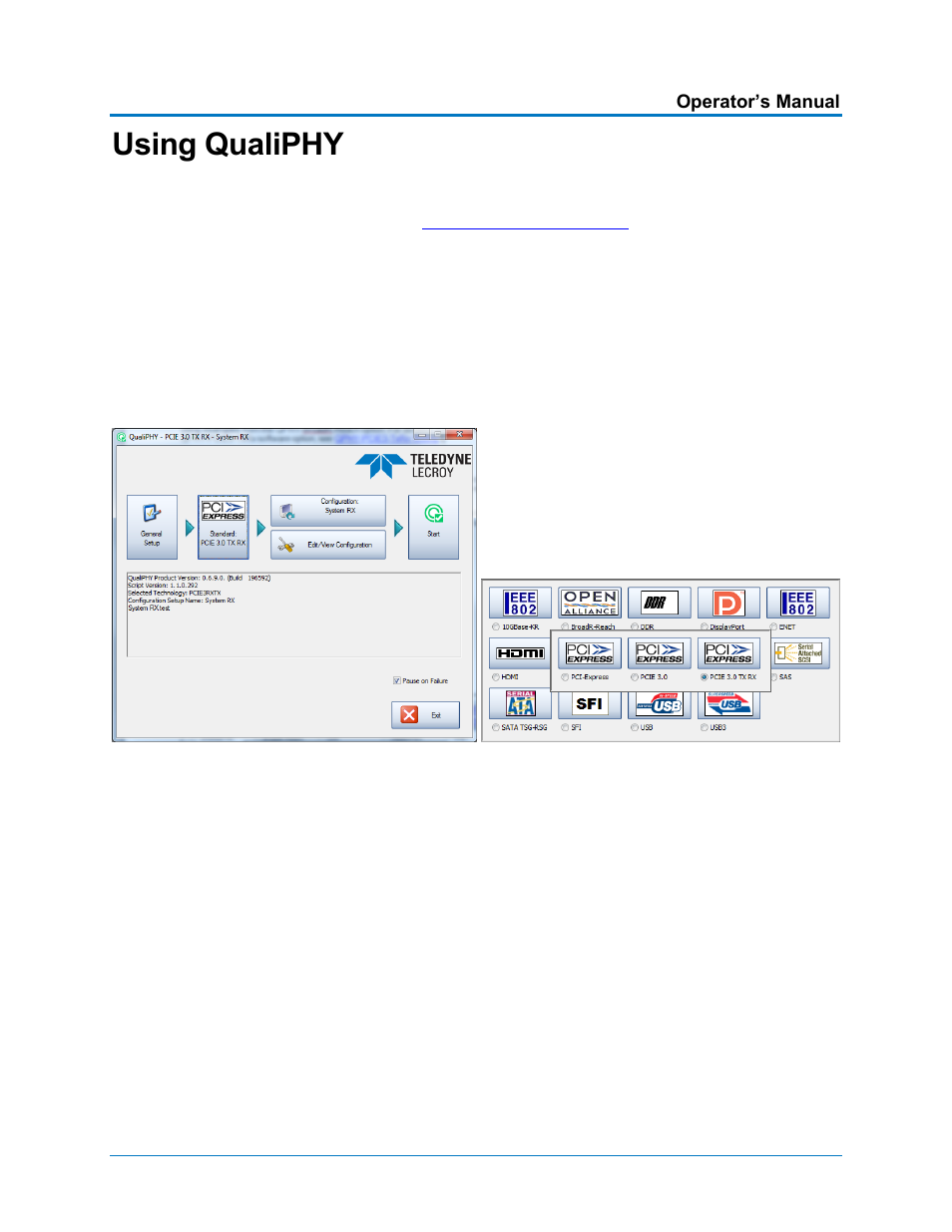 Using qualiphy, Accessing the software | Teledyne LeCroy QPHY-PCIe3-Tx-Rx User Manual | Page 9 / 32