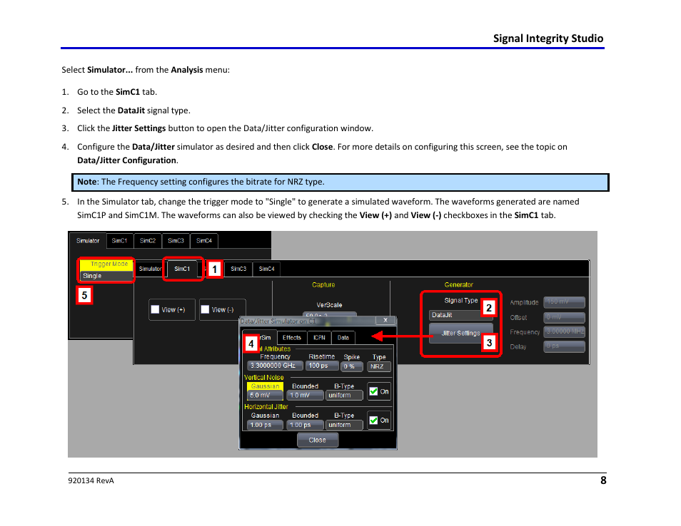 B. configure the simulator | Teledyne LeCroy Signal Integrity Studio User Manual | Page 8 / 14