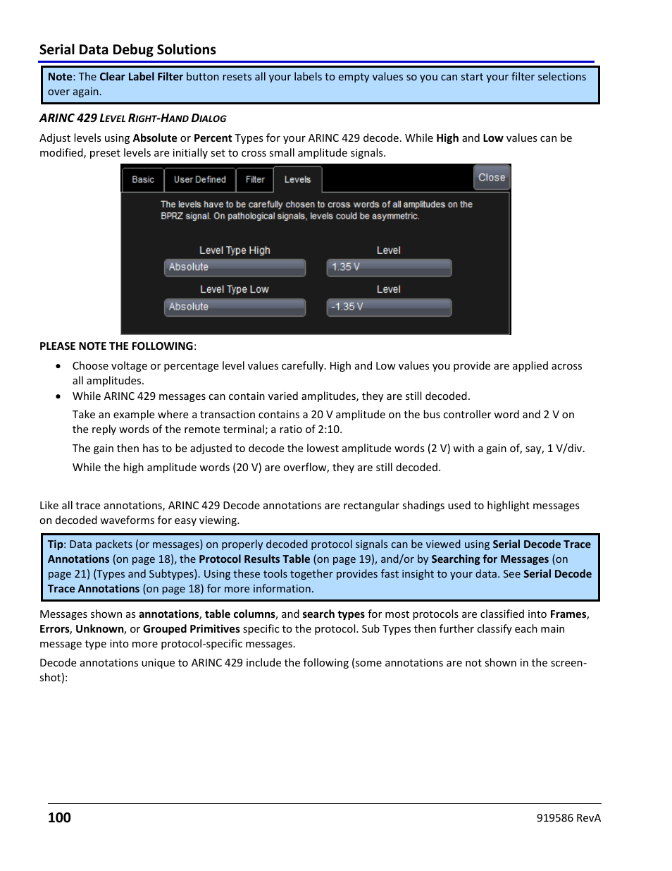 Arinc 429 decode trace annotations, Serial data debug solutions 100 | Teledyne LeCroy Serial Data Debug Solutions User Manual | Page 100 / 204