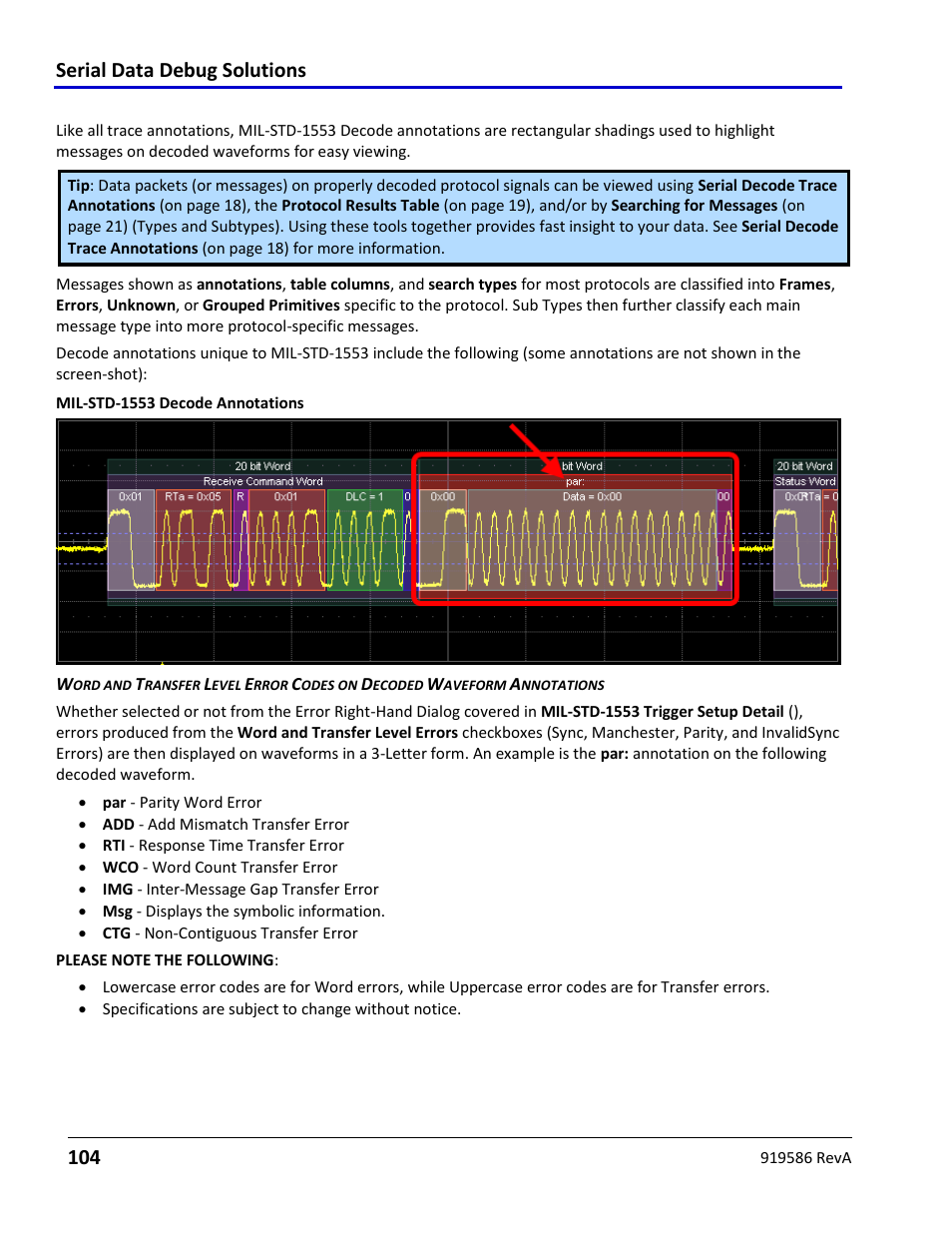 Mil-std-1553 decode trace annotations, Serial data debug solutions 104 | Teledyne LeCroy Serial Data Debug Solutions User Manual | Page 104 / 204