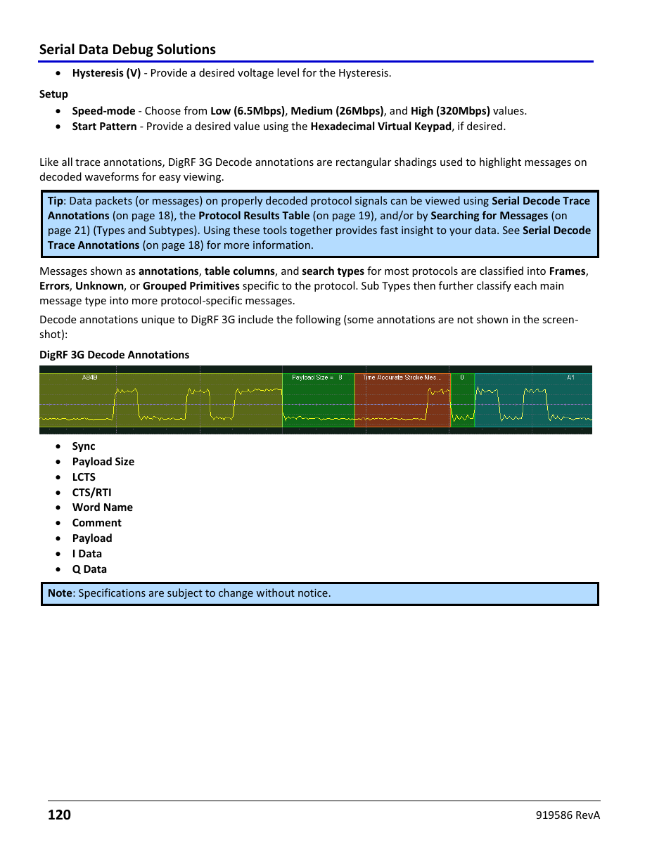 Digrf 3g decode trace annotations, Serial data debug solutions 120 | Teledyne LeCroy Serial Data Debug Solutions User Manual | Page 120 / 204