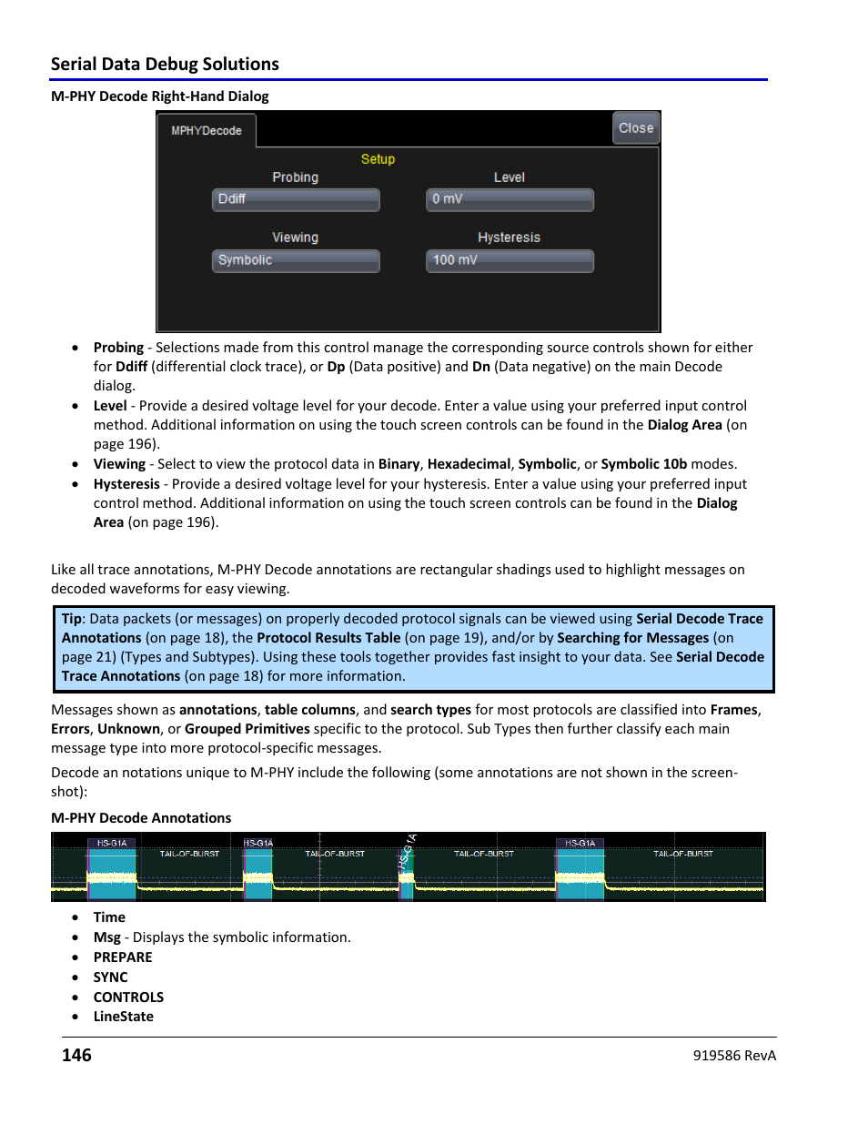 Mipi m-phy decode trace annotations, Serial data debug solutions 146 | Teledyne LeCroy Serial Data Debug Solutions User Manual | Page 146 / 204
