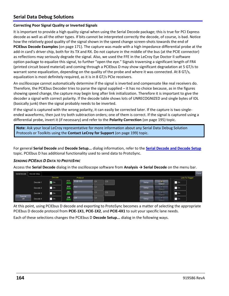 Pciebus decode setup detail, Serial data debug solutions 164 | Teledyne LeCroy Serial Data Debug Solutions User Manual | Page 164 / 204