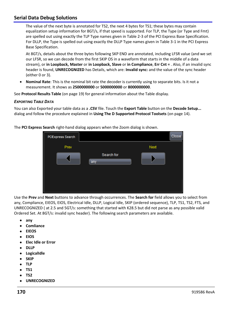 Pciebus decode search, Serial data debug solutions 170 | Teledyne LeCroy Serial Data Debug Solutions User Manual | Page 170 / 204