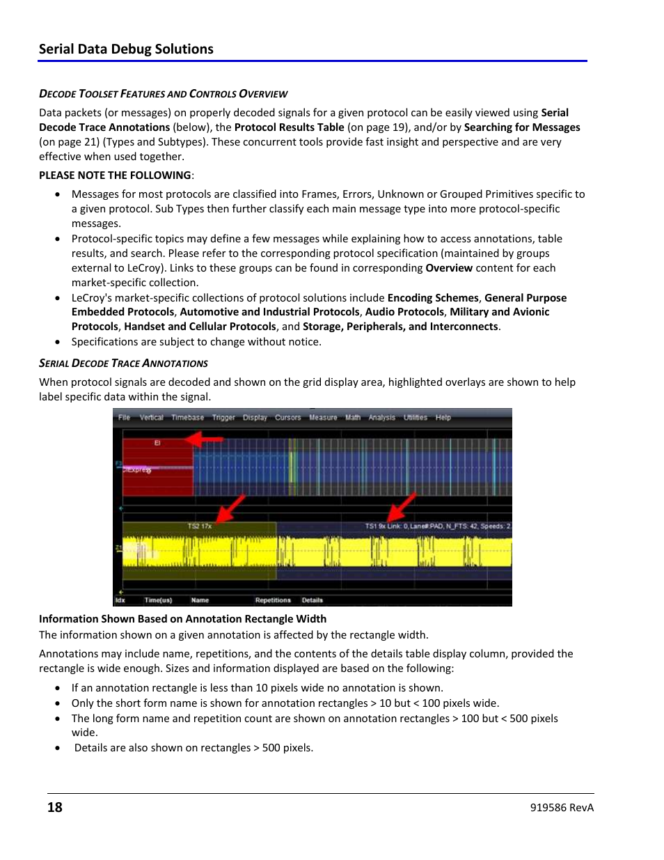 Decode toolset features and controls, Serial data debug solutions 18 | Teledyne LeCroy Serial Data Debug Solutions User Manual | Page 18 / 204