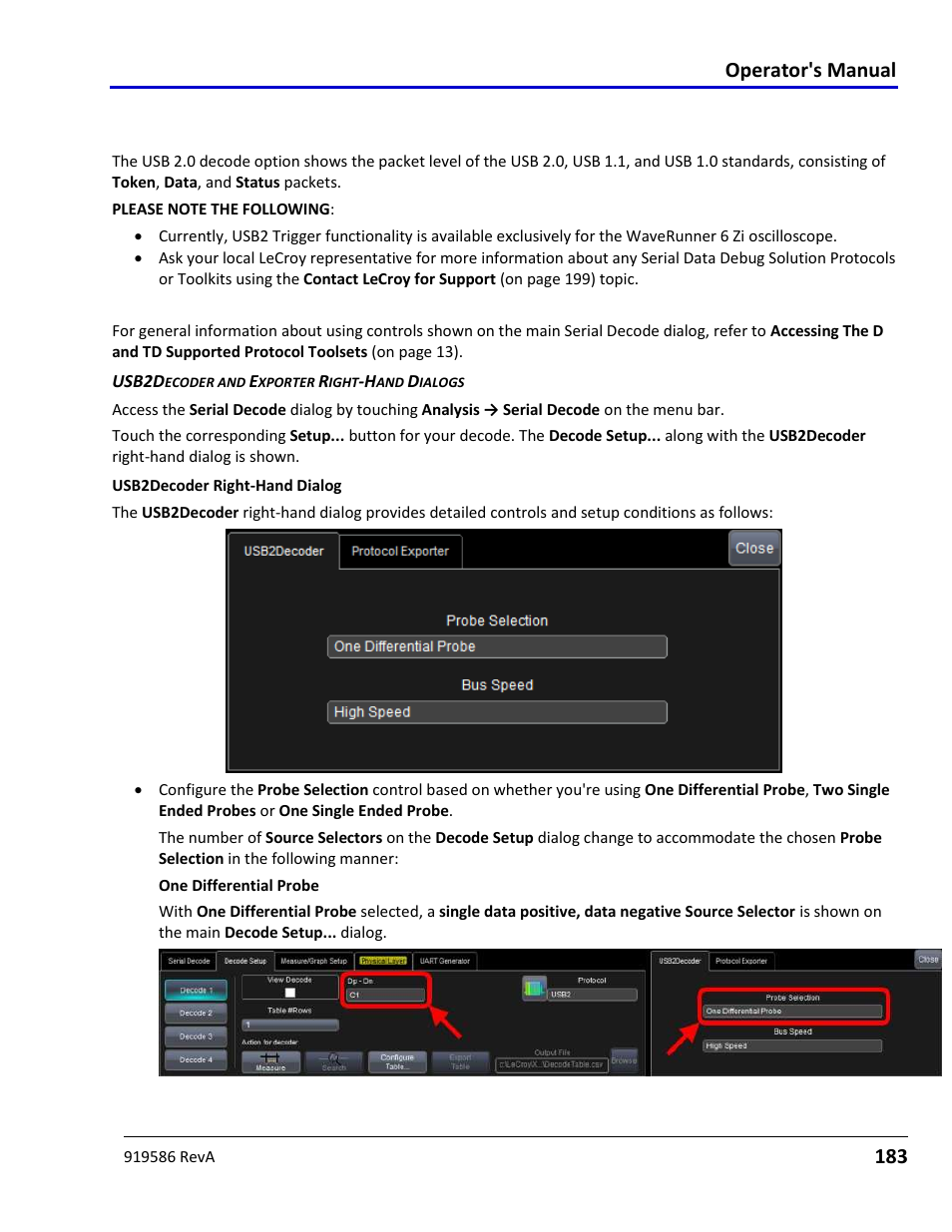 Using the usb2 option, Using the usb2 option overview, Usb2 decode setup detail | Usb 2.0, Operator's manual, 183 using the usb2 option | Teledyne LeCroy Serial Data Debug Solutions User Manual | Page 183 / 204