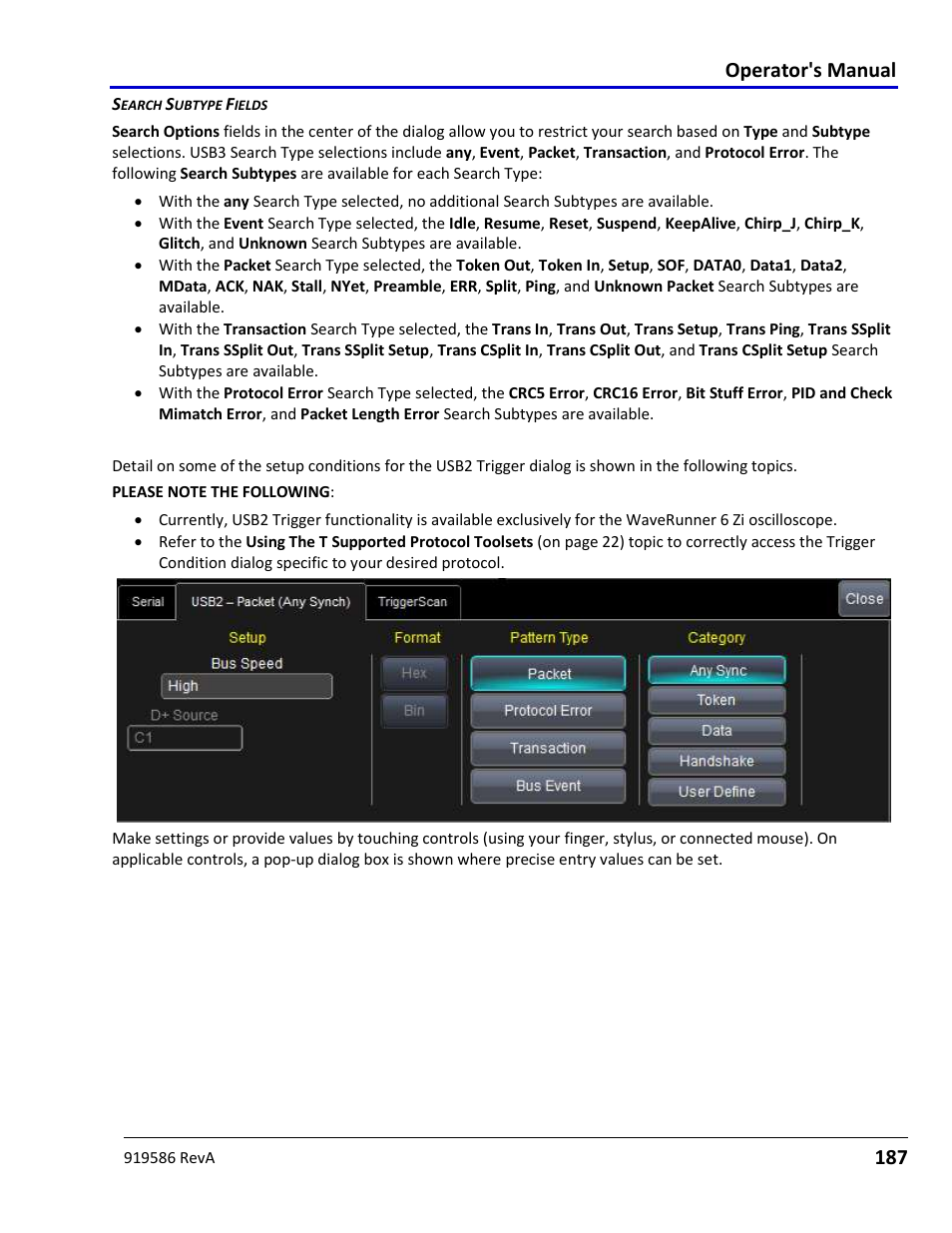 Creating a usb2 trigger condition, Operator's manual | Teledyne LeCroy Serial Data Debug Solutions User Manual | Page 187 / 204
