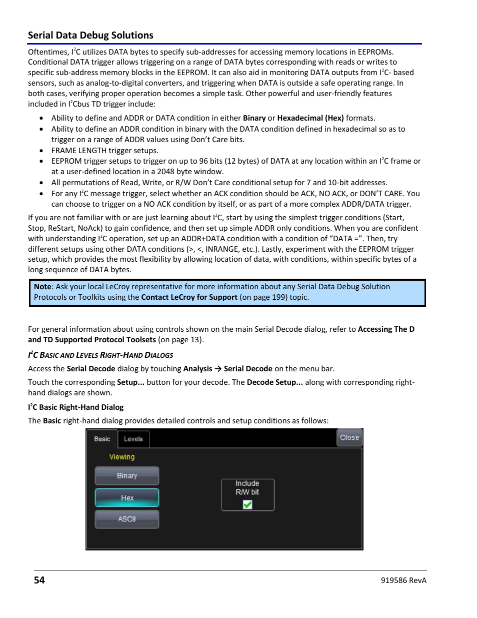 C decode setup detail, Serial data debug solutions 54 | Teledyne LeCroy Serial Data Debug Solutions User Manual | Page 54 / 204
