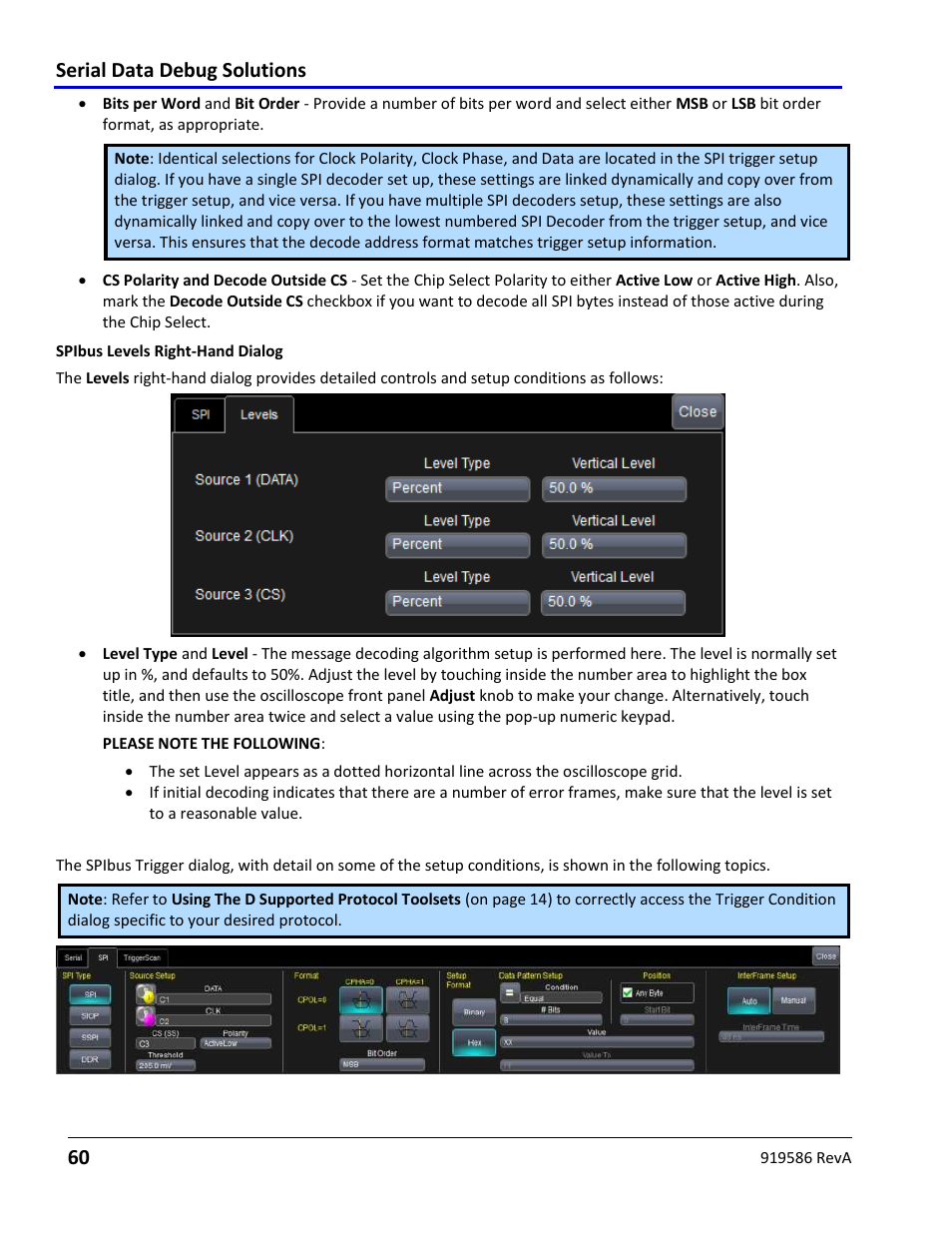 Creating a spibus trigger condition, Serial data debug solutions 60 | Teledyne LeCroy Serial Data Debug Solutions User Manual | Page 60 / 204