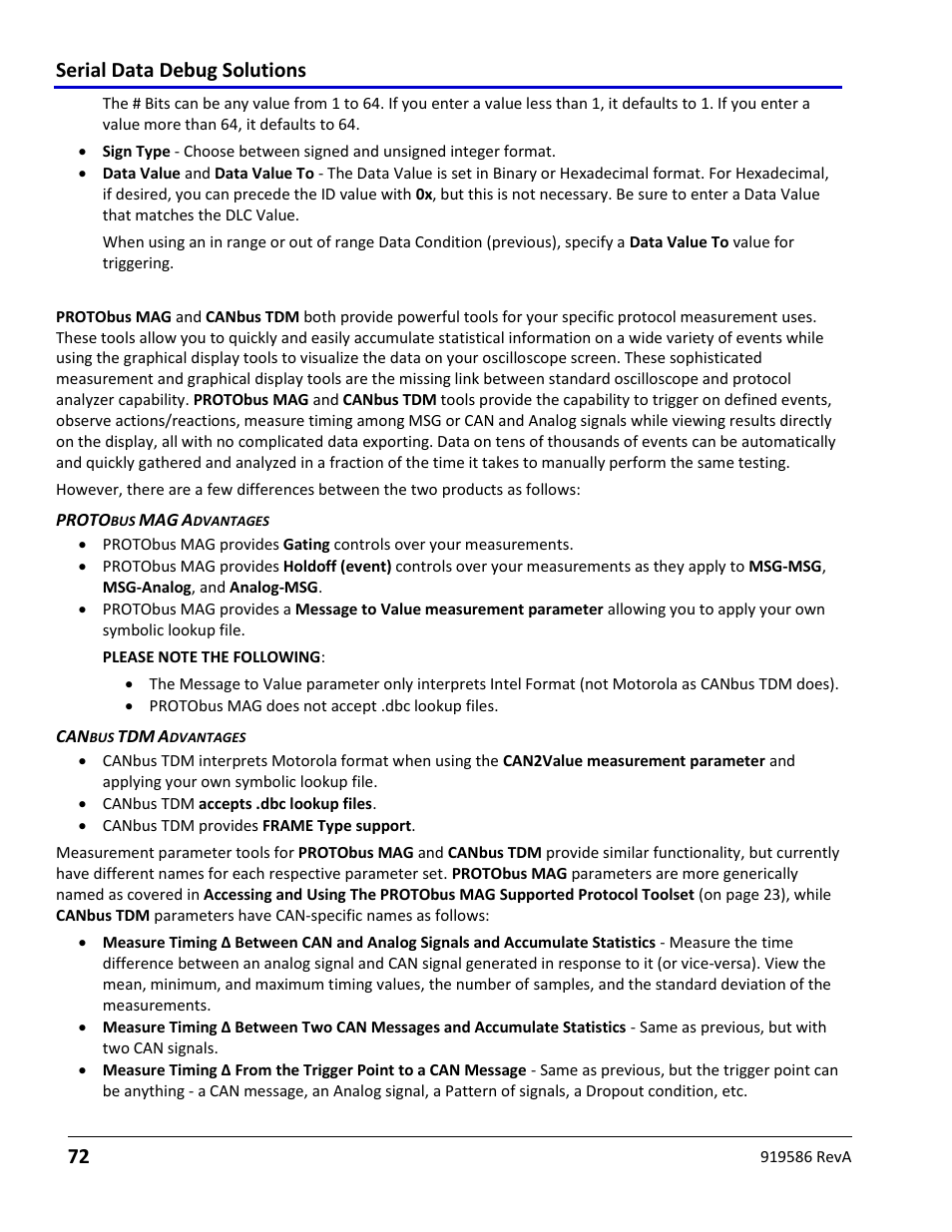 Protobus mag and canbus tdm toolset differences, Serial data debug solutions 72 | Teledyne LeCroy Serial Data Debug Solutions User Manual | Page 72 / 204