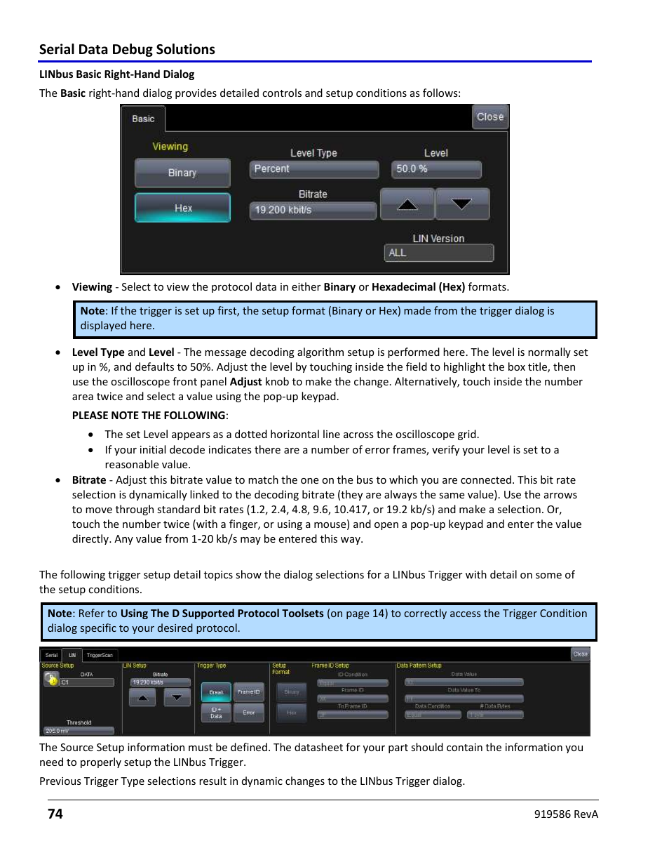 Creating a linbus trigger condition, Serial data debug solutions 74 | Teledyne LeCroy Serial Data Debug Solutions User Manual | Page 74 / 204