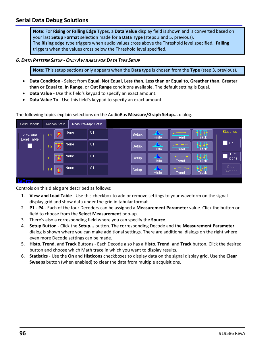 Audiobus measure/graph setup detail, Serial data debug solutions 96 | Teledyne LeCroy Serial Data Debug Solutions User Manual | Page 96 / 204