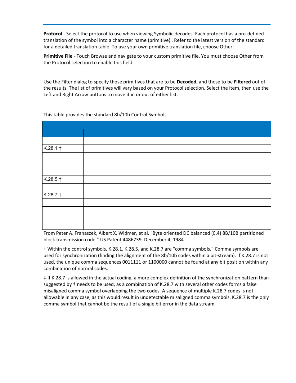 8b/10b control symbols | Teledyne LeCroy Line Code and Symbolic Decoders User Manual | Page 11 / 20