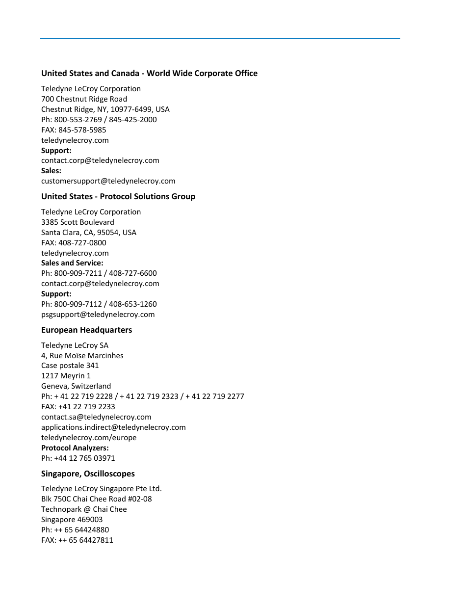 Teledyne lecroy service centers | Teledyne LeCroy Line Code and Symbolic Decoders User Manual | Page 18 / 20