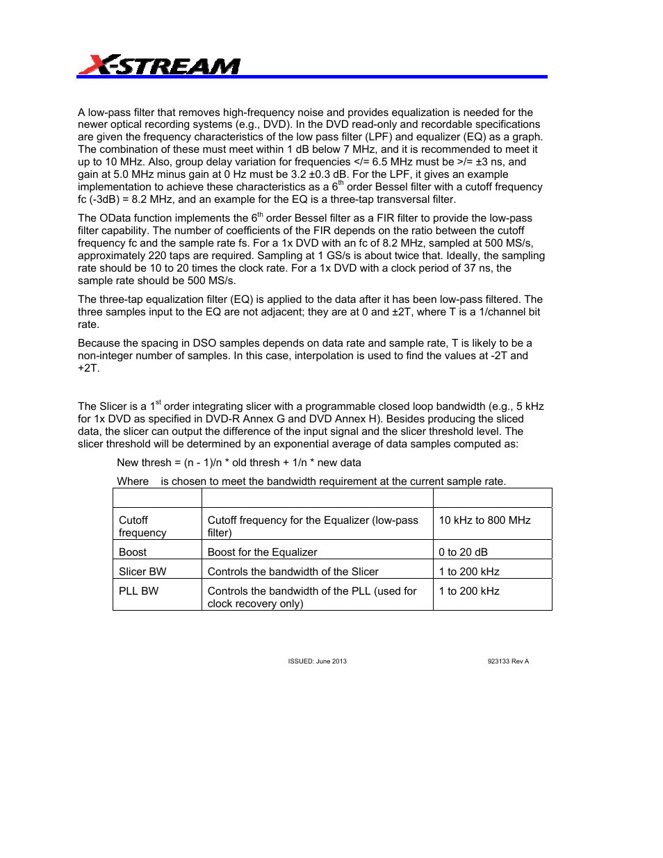 Filtering, Slicer | Teledyne LeCroy AORM - Advanced Optical Recording Measurements User Manual | Page 112 / 125