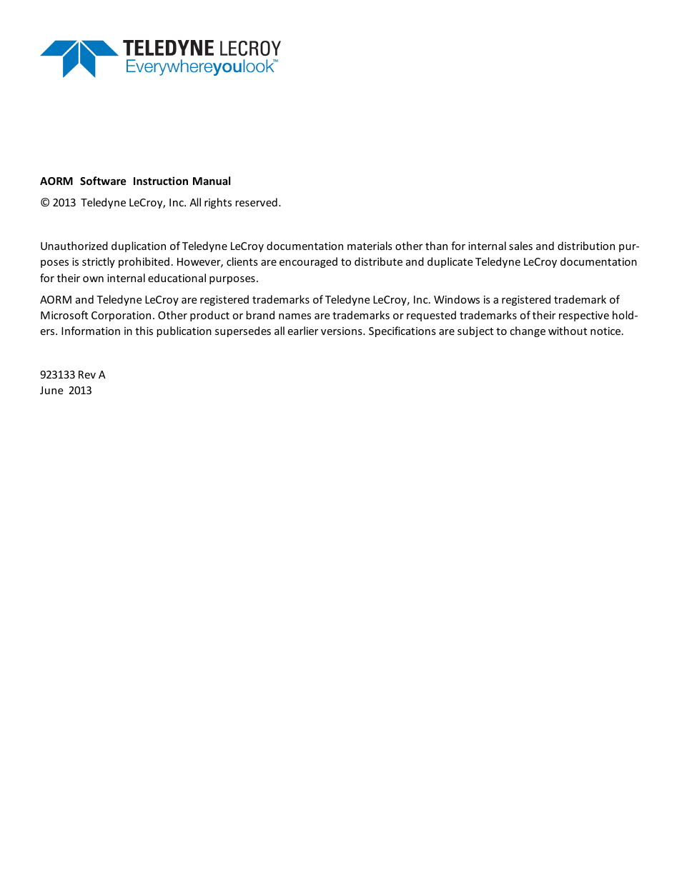 Teledyne LeCroy AORM - Advanced Optical Recording Measurements User Manual | Page 2 / 125